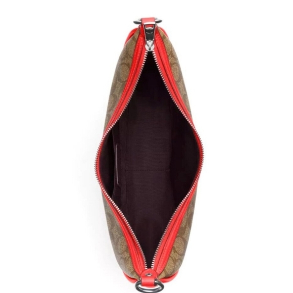 🔹️Coach🔹️ CR283 Aria Shoulder bag Logo Signature Khaki / Miami Red - Picture 5 of 6